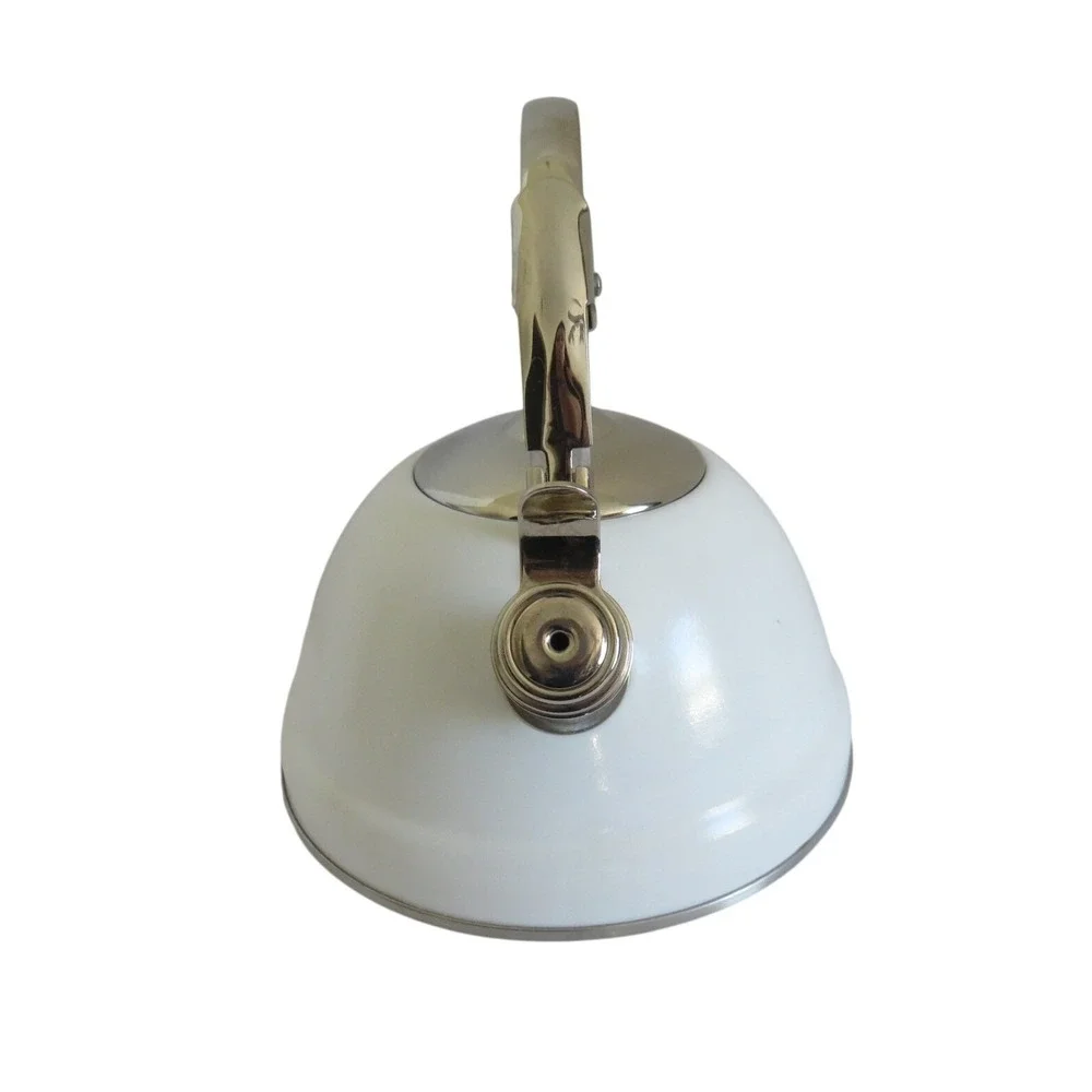 Calphalon White Enamel Stainless Steel Whistling Tea Kettle 2.7 Qt 2.5‎ L 0503